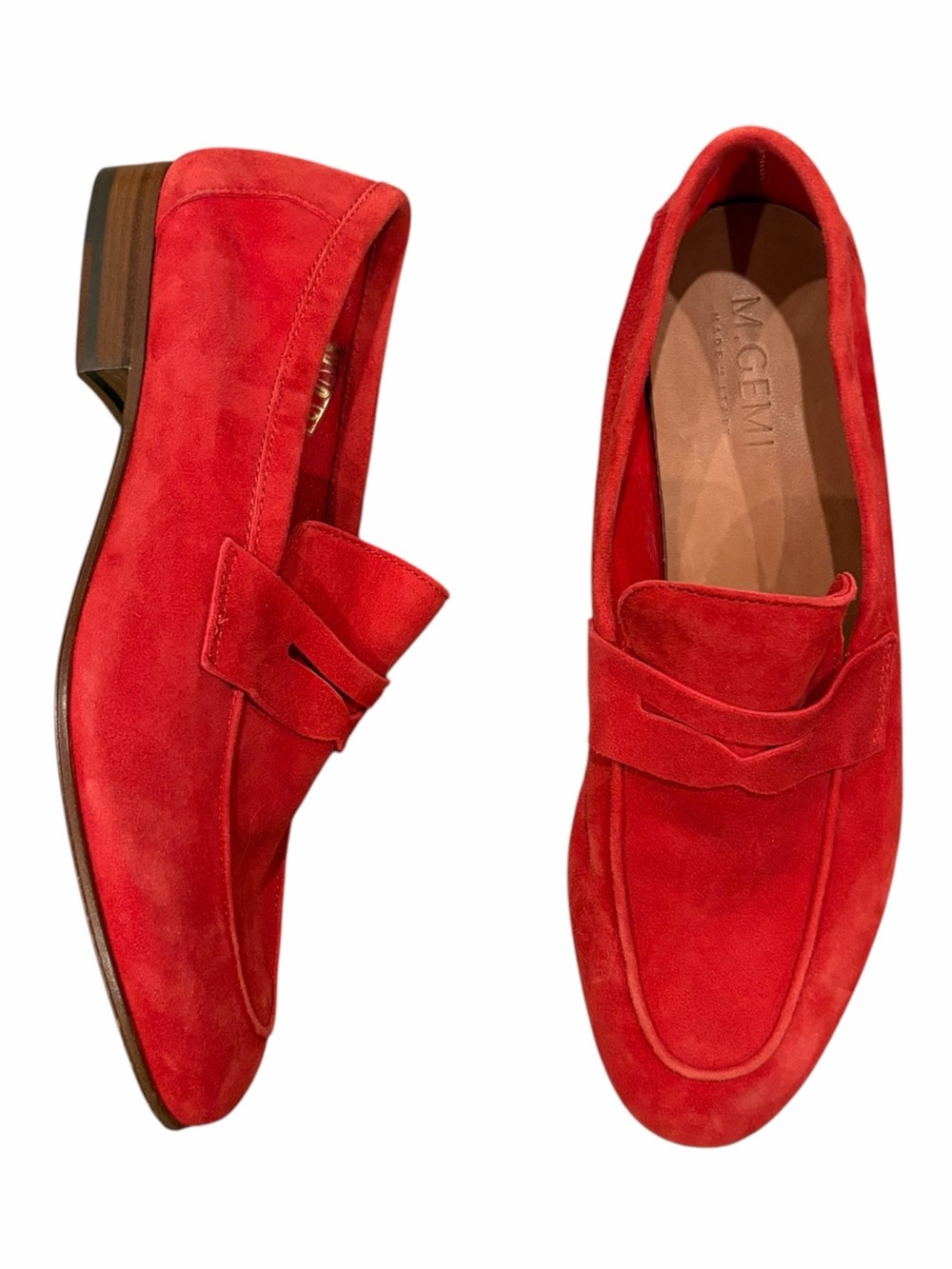M. Gemi Sacca Donna Suede Loafers Sunset Red size 36.5 size 6.5